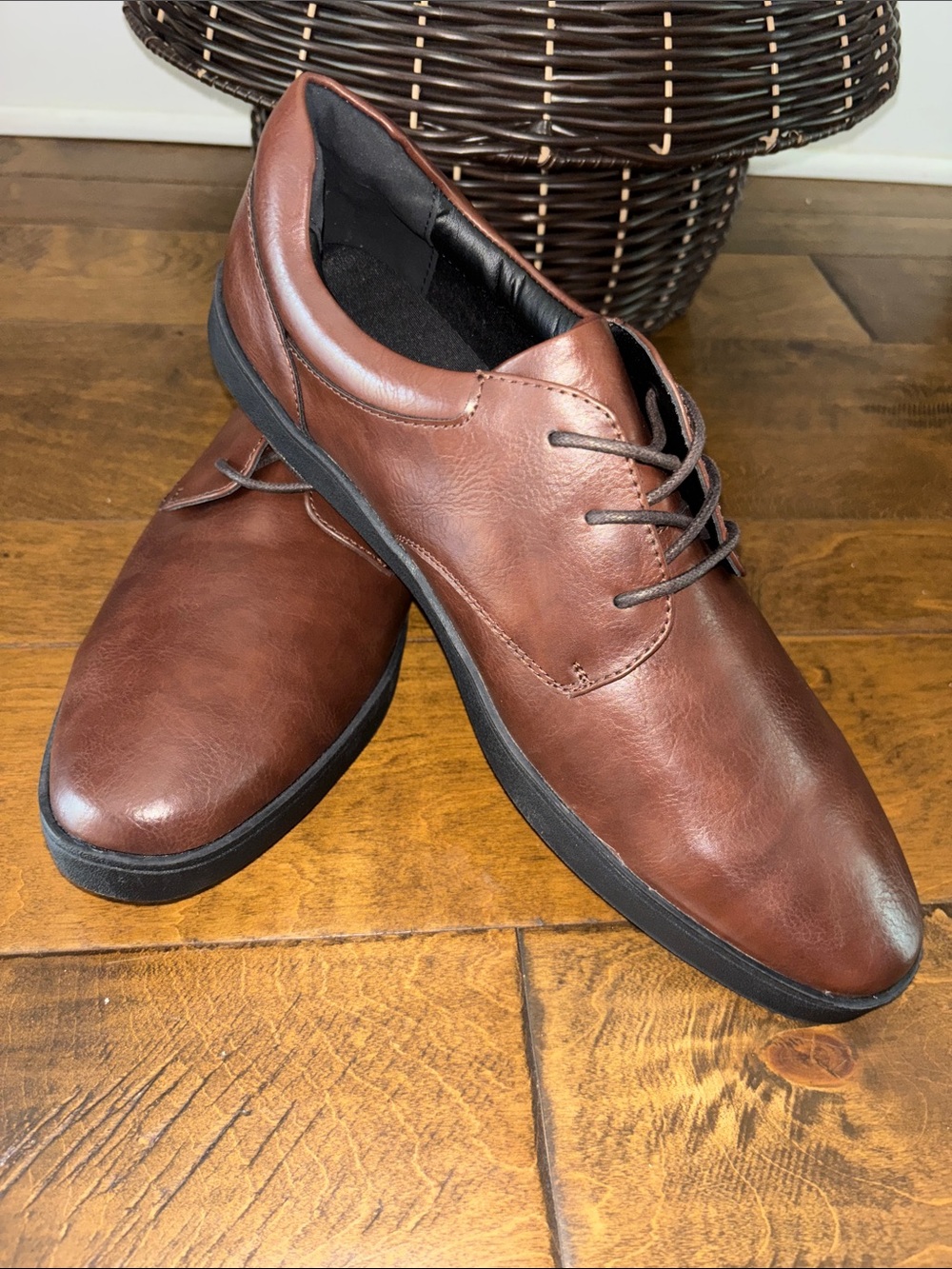 Alfani Men's Brown Lace-Up Derby Shoes memory foam size 11.5